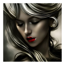 美しい金ゴールドブロンズブロンド女性と赤い唇2