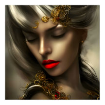 美しい金ゴールドブロンド女性と赤い唇の宝石2