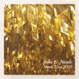 美しい金ゴールドベベルドクリスタルガラスコースター ガラスコースター