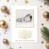 美しい金ゴールドメリークリスマススノーフレーク写真 シーズンカード