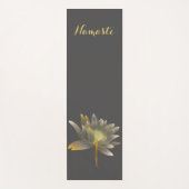 美しい金ゴールドロータスフラワーイラストレーショングレイ ヨガマット (正面)