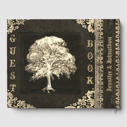 美しい金ゴールドヴィンテージルックゲストブック ゲストブック (裏面)