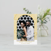 美しい金ゴールド幾何学的パターン写真 箔シーズンポストカード (立ち正面)