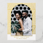 美しい金ゴールド幾何学的パターン写真 箔シーズンポストカード (正面)