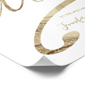 美しい金ゴールド書道ウェルカム結婚のポスター ポスター (角)