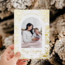 美しい金ゴールド植物体フレーム2フォトクリスマス