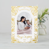 美しい金ゴールド植物体フレーム2フォトクリスマス 箔シーズンカード (立ち正面)