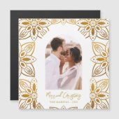 美しい金ゴールド植物性結婚したクリスマスフォト (正面/裏面)