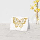 美しい金ゴールド空白の蝶 カード (黄色い花)