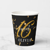 美しい金ゴールド紙吹雪甘い16紙カップ 紙コップ (正面)