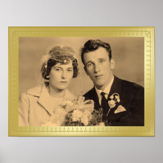 美しい金ゴールド縁どフレカスタムーム写真ポスター ポスター (正面)