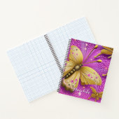 美しい金ゴールド蝶の水色パーソナライズされた ノートブック (内部)