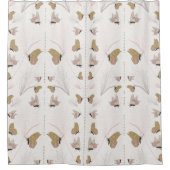 美しい金ゴールド蝶 シャワーカーテン (正面)