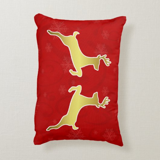 美しい金ゴールド鹿エレガント赤華美クリスマス アクセントクッション (裏面(縦))