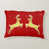 美しい金ゴールド鹿エレガント赤華美クリスマス アクセントクッション (裏面)