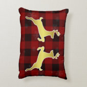 美しい金ゴールド鹿エレガント赤華美クリスマス アクセントクッション (裏面(縦))