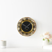 美しい金ゴールド、シルバーとブラックデザイン ラウンド壁時計 (ホーム)