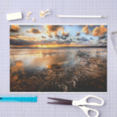 美しい金日没のビーチ 薄葉紙 (クラフト)