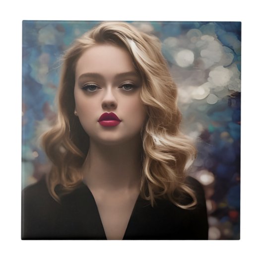 美しい金髪の女性 タイル (正面)