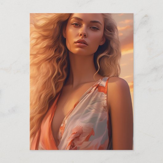 美しい金髪の女性 ポストカード (正面)