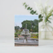 美しい鉄道ファンの庭の噴水と花 ポストカード (スタンド正面)