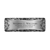 美しい銀と黒のダマスク&レース ラベル (正面)