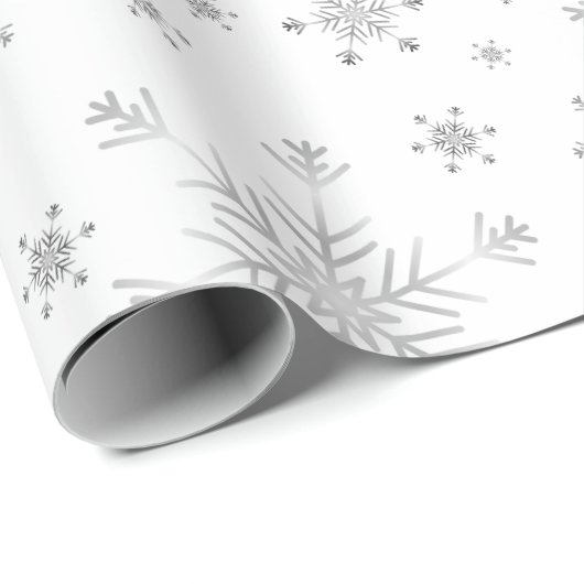 美しい銀のクリスマススノーフレーク ラッピングペーパー (ロールコーナー)