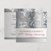 美しい銀の25周年記念の招待状 招待状 (正面/裏面)