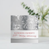 美しい銀の25周年記念の招待状 招待状 (スタンド正面)