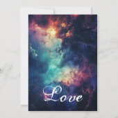 美しい銀河の星の下でのウェディング 招待状 (裏面)