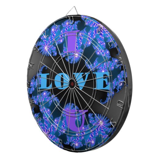 美しい銀河系ブルーラブ文字パターンデザイン、 ダーツボード (正面右)