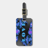 美しい銀河系ブルーラブ文字パターンデザイン、 ラゲッジタグ (正面縦)