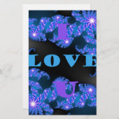 美しい銀河系ブルーラブ文字パターンデザイン、 便箋 (正面/裏面)