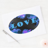 美しい銀河系ブルーラブ文字パターンデザイン、 楕円形シール (封筒)