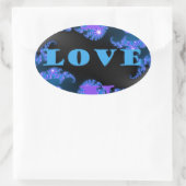 美しい銀河系ブルーラブ文字パターンデザイン、 楕円形シール (バッグ)