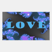 美しい銀河系ブルーラブ文字パターンデザイン、 長方形シール (正面)