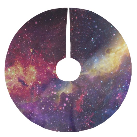 美しい銀河系、星空、星空。 ブラッシュドポリエステルツリースカート (正面)