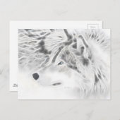 美しい銀製のオオカミ ポストカード (正面/裏面)