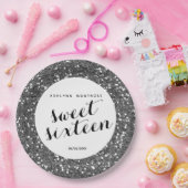 美しい銀製のグリッターの菓子16 ペーパープレート (パーティー)