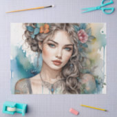 美しい銀髪の女性デカップファニチャー 薄葉紙 (クラフト)