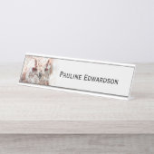 美しい錆のアクセントフクロウ個人 デスクネームプレート (正面)