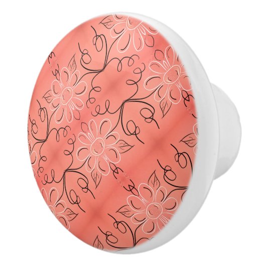 美しい錆びたサンゴフローラハンドル セラミックノブ (右)