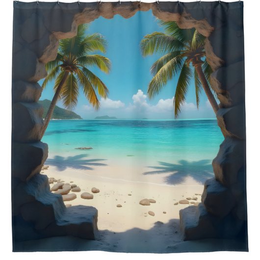 美しい鍵シーンの海ホールのビジョン シャワーカーテン (正面)