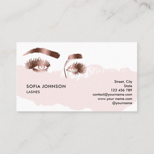 美しい長いラッシュズバラゴールドフォイルメイクアップアーティスト 名刺 (裏面)