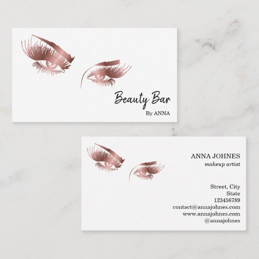 美しい長い目をメイクアップアーティスト 名刺 (正面/裏面)
