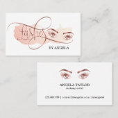 美しい長い睫毛バラ金ゴールドメイクアップアーティスト 名刺 (正面/裏面)