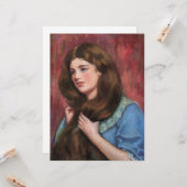 美しい長い茶色の髪の女の子 カード (正面/裏面インサイチュ)