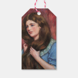 美しい長い茶色の髪の女の子 ギフトタグ