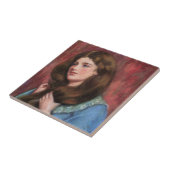 美しい長い茶色の髪の女の子 タイル (側面)