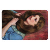 美しい長い茶色の髪の女の子 マグネット (横)